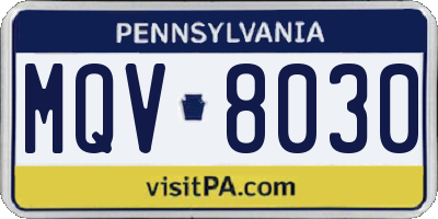PA license plate MQV8030