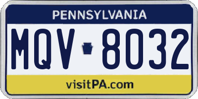 PA license plate MQV8032