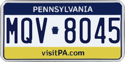 PA license plate MQV8045