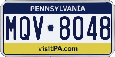 PA license plate MQV8048