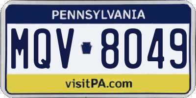 PA license plate MQV8049