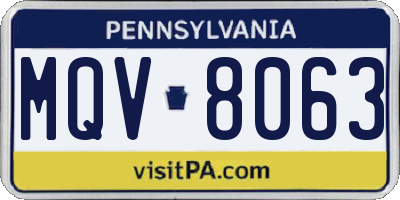 PA license plate MQV8063