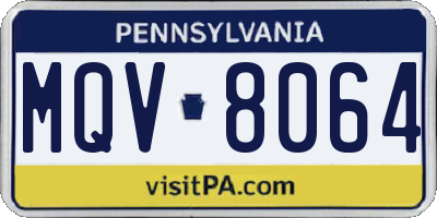 PA license plate MQV8064