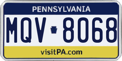 PA license plate MQV8068
