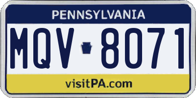 PA license plate MQV8071