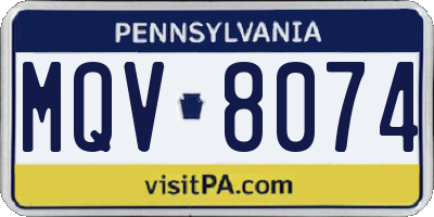 PA license plate MQV8074