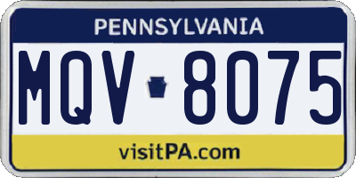PA license plate MQV8075