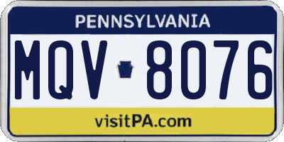 PA license plate MQV8076