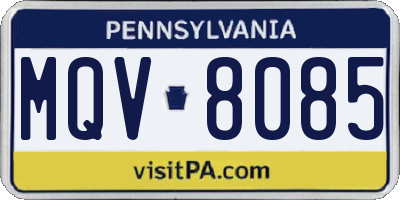 PA license plate MQV8085