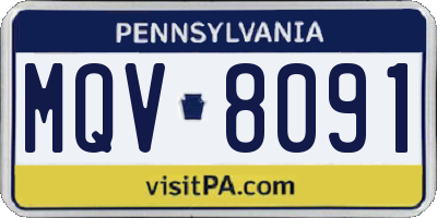 PA license plate MQV8091