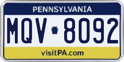 PA license plate MQV8092