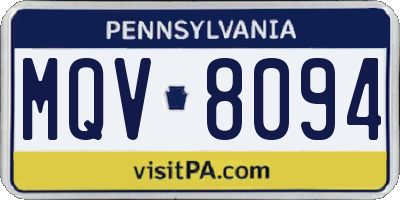 PA license plate MQV8094