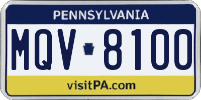 PA license plate MQV8100
