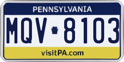 PA license plate MQV8103