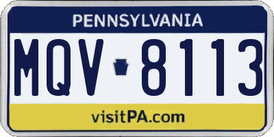 PA license plate MQV8113