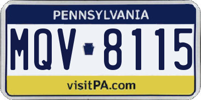 PA license plate MQV8115