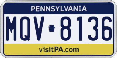 PA license plate MQV8136