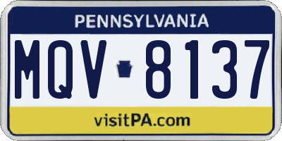 PA license plate MQV8137