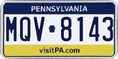 PA license plate MQV8143