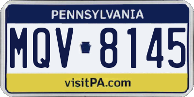 PA license plate MQV8145