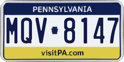 PA license plate MQV8147