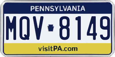 PA license plate MQV8149