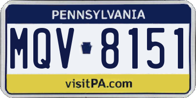 PA license plate MQV8151