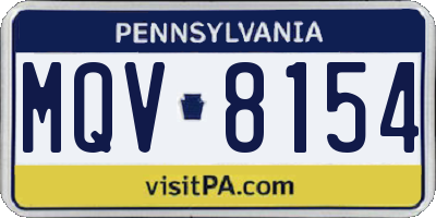 PA license plate MQV8154