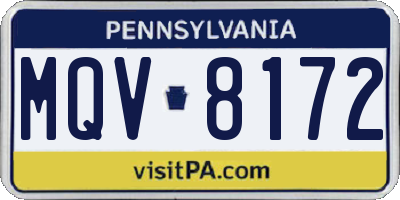 PA license plate MQV8172