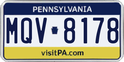 PA license plate MQV8178