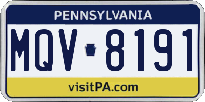 PA license plate MQV8191