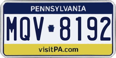 PA license plate MQV8192