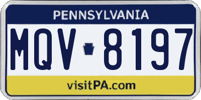 PA license plate MQV8197