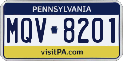 PA license plate MQV8201