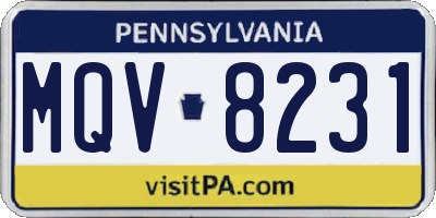PA license plate MQV8231