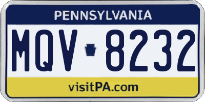 PA license plate MQV8232
