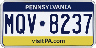 PA license plate MQV8237