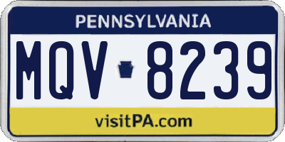 PA license plate MQV8239