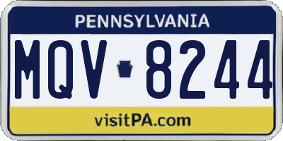 PA license plate MQV8244