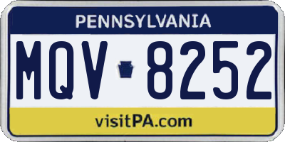 PA license plate MQV8252