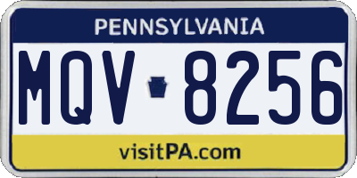 PA license plate MQV8256