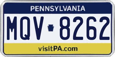 PA license plate MQV8262