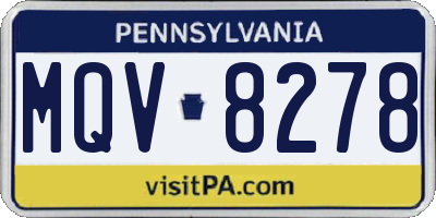 PA license plate MQV8278