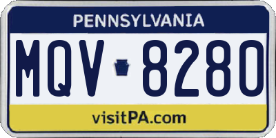 PA license plate MQV8280