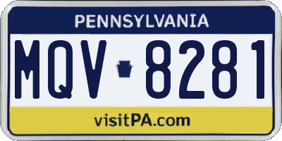 PA license plate MQV8281