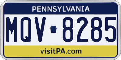 PA license plate MQV8285