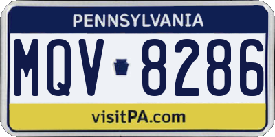 PA license plate MQV8286