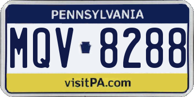 PA license plate MQV8288
