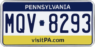 PA license plate MQV8293