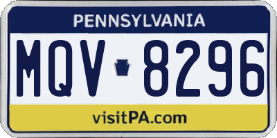 PA license plate MQV8296